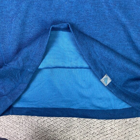 LL Bean Henley Shirt Mens Medium Blue Base Layer Elbow Patch Hiking Outdoor Wool - Picture 4 of 11